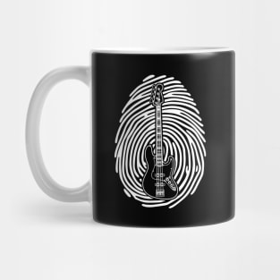 Fingerprint Bass Guitar Outline Dark Theme Mug